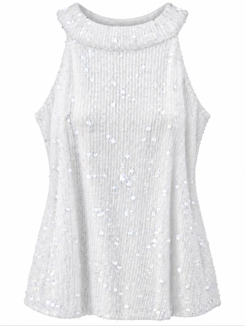 Able White Sequin Halter Knit Camisole